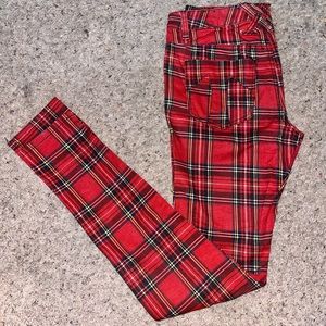 Red Plaid Tripp NYC Skinny Jeans Size 27